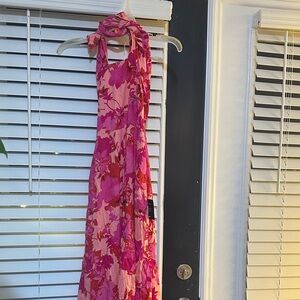 Lulu's Vibrant Pink Floral Maxi Dress
